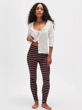 Intimately Free People Make It HappenStriped High-Rise Leggings in blue n yellow